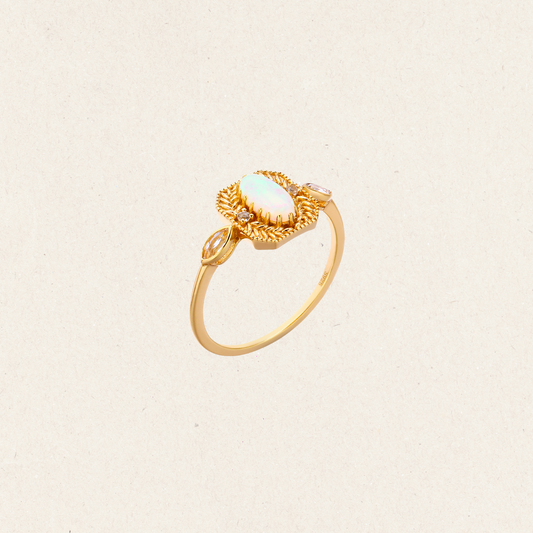 Oval Opal Laurel Ring