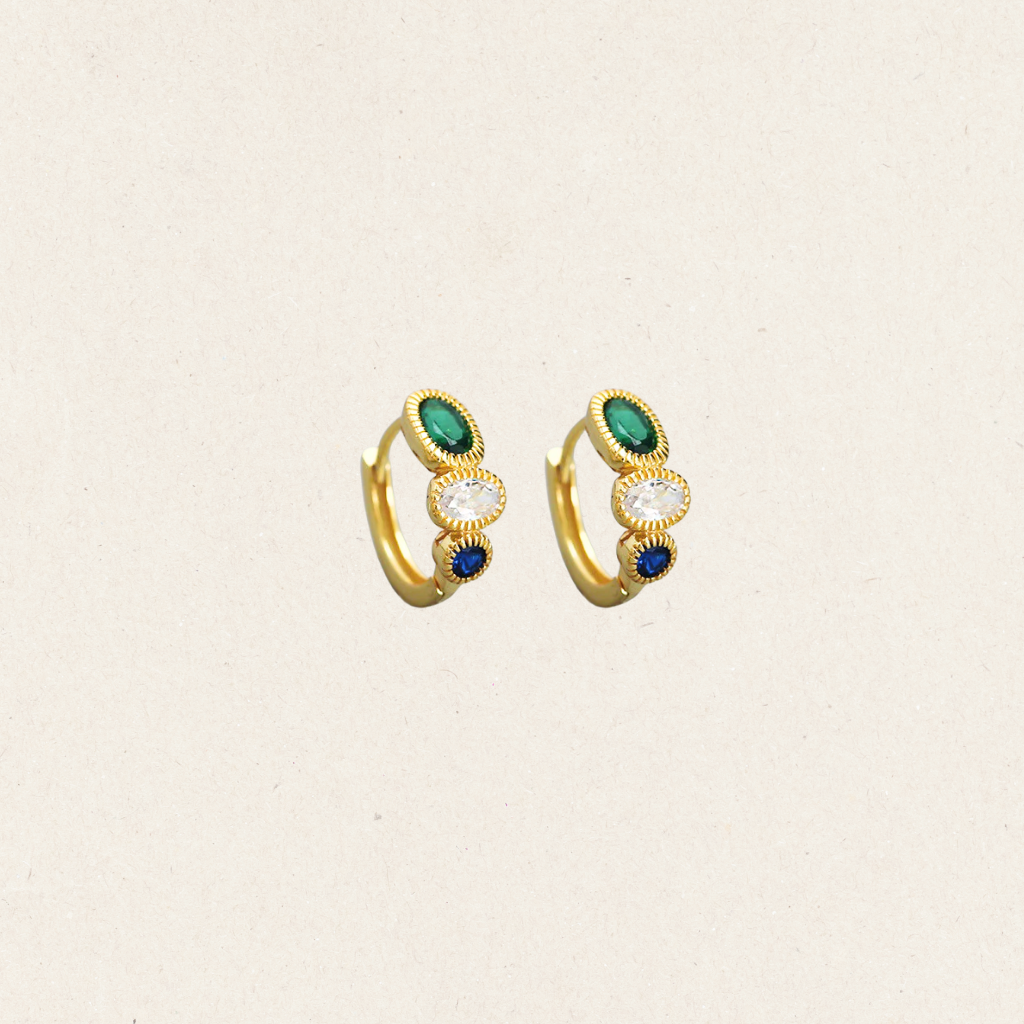 Gemstone Huggie Earrings