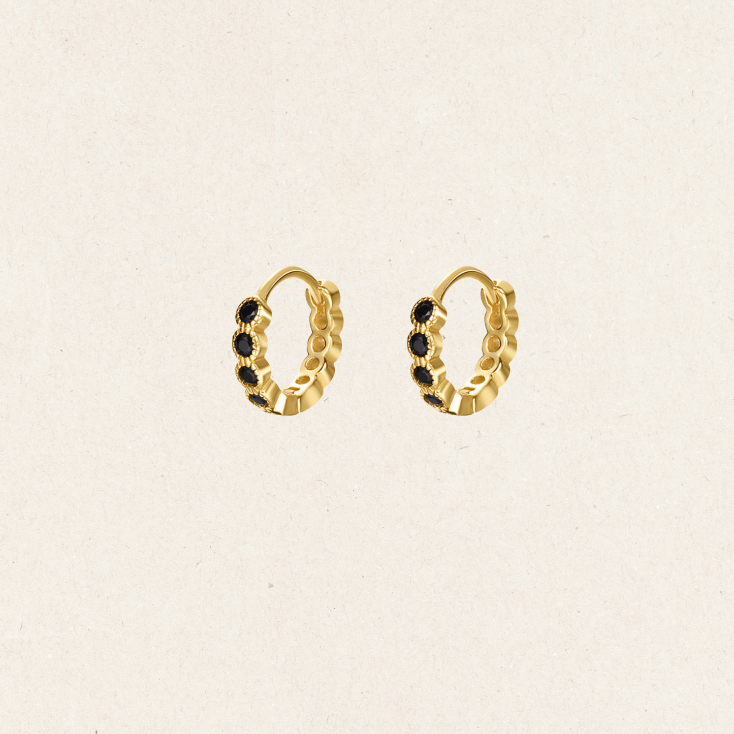 Obsidian Huggie Hoops