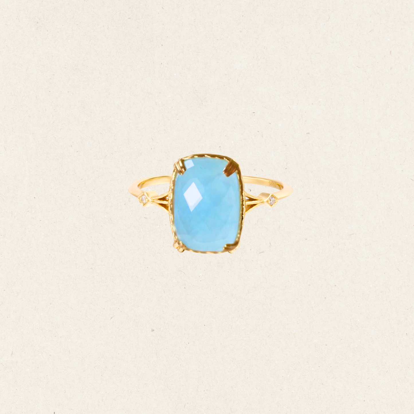 Natural Celestite Ring Black Onyx Ring