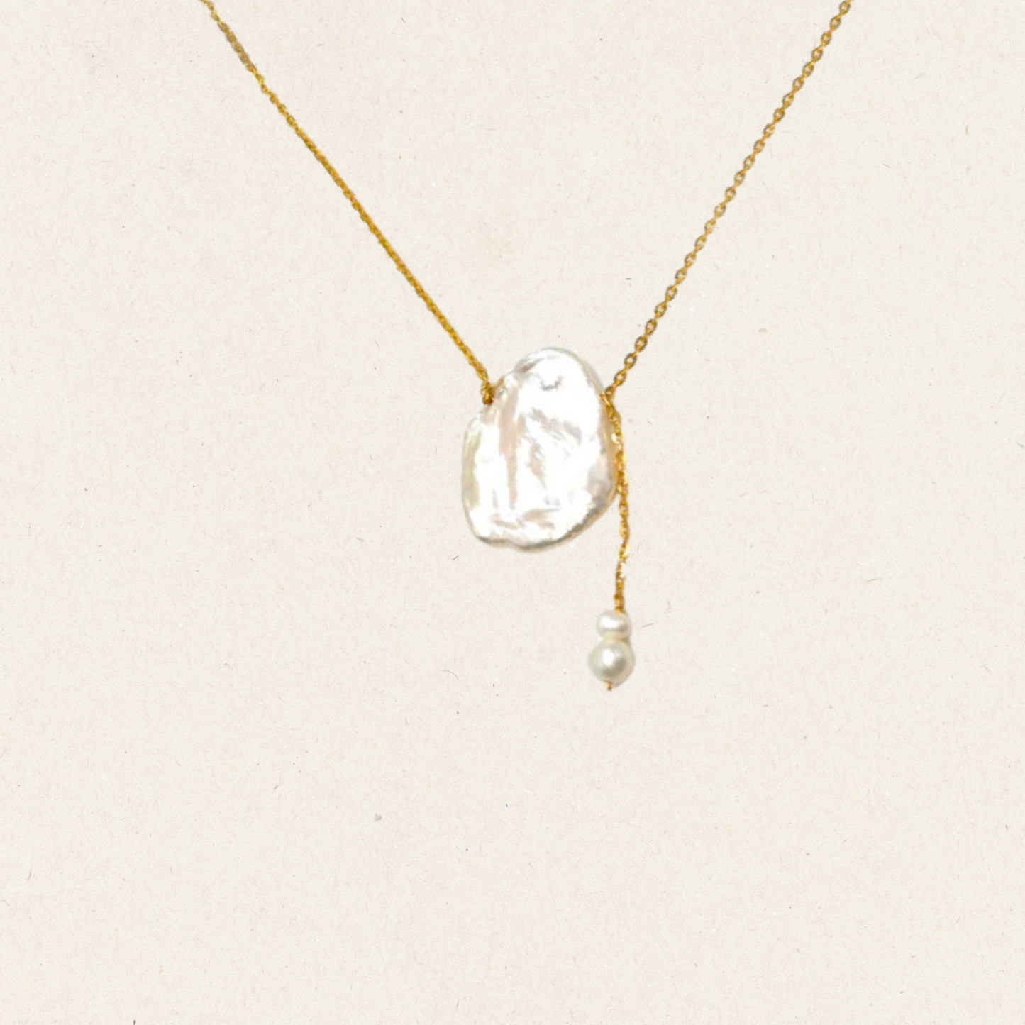 Gold Baroque Lariat Necklace