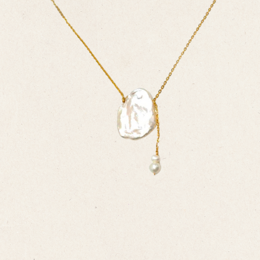 Gold Baroque Lariat Necklace