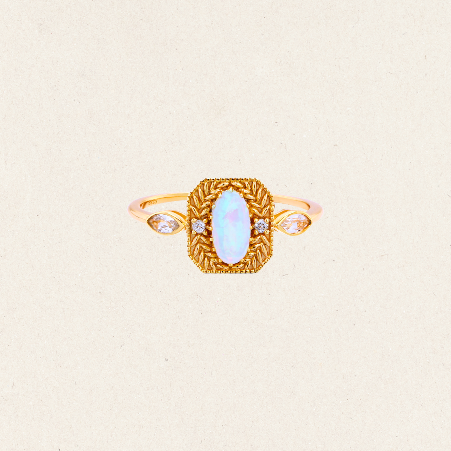 Oval Opal Laurel Pendant Ring