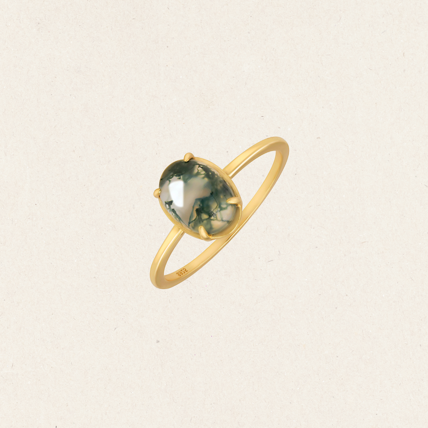 Natural Moss Agate Cabochon Ring