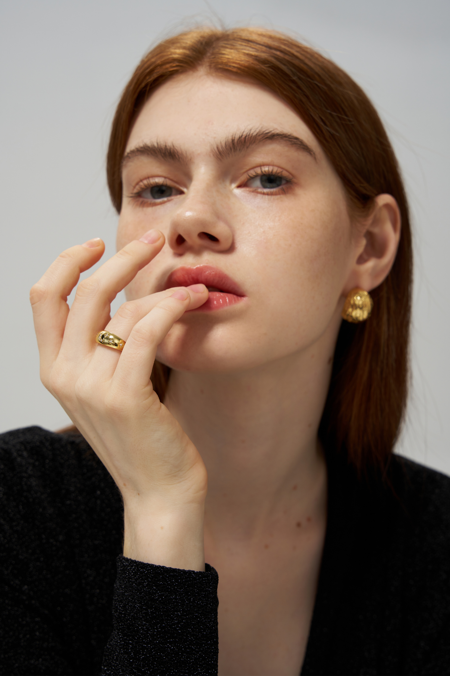 Moon Star Engraved Gold Ring