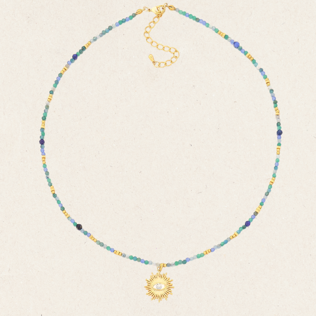 Celestite Beaded Sun Necklace