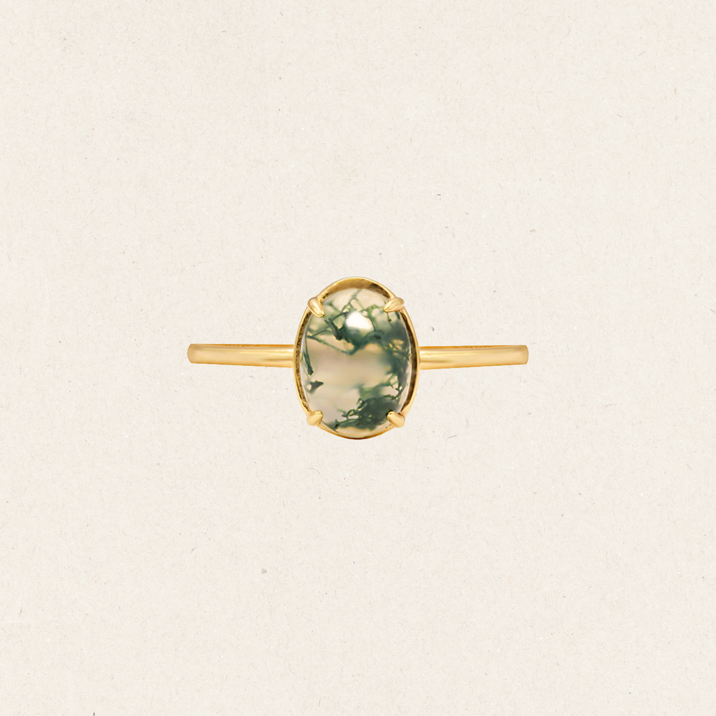 Natural Moss Agate Cabochon Ring