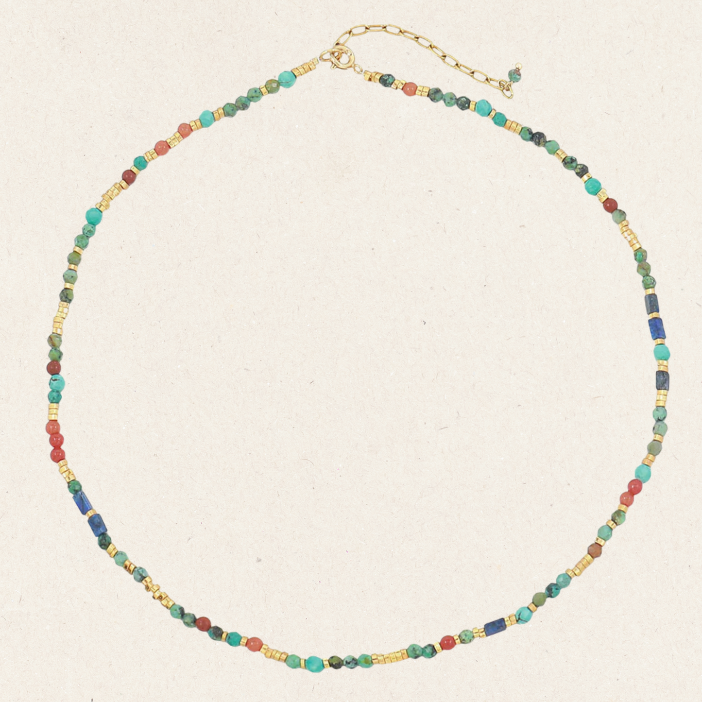 Natural Turquoise & Carnelian Beaded Necklace and Bracelet