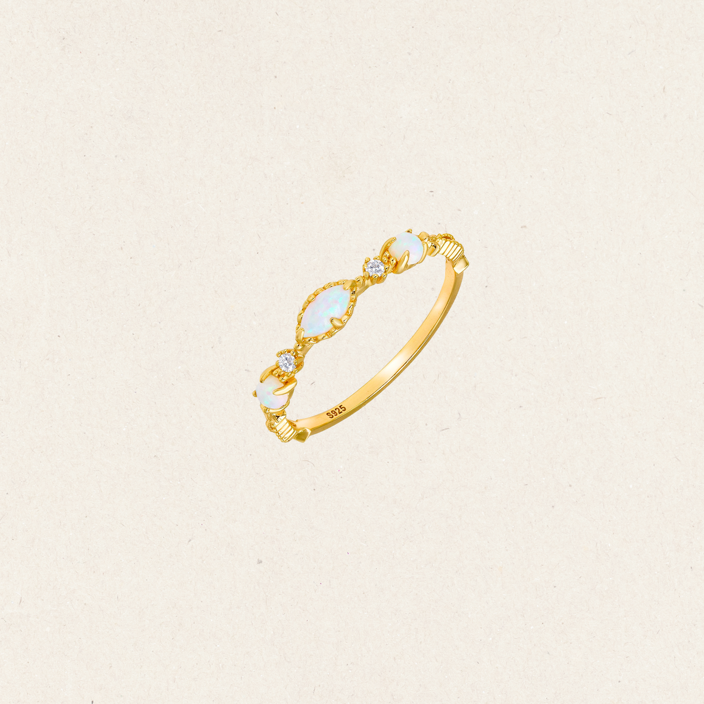 Delicate Natural Opal Trio Ring