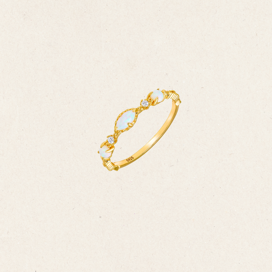 Delicate Natural Opal Trio Ring