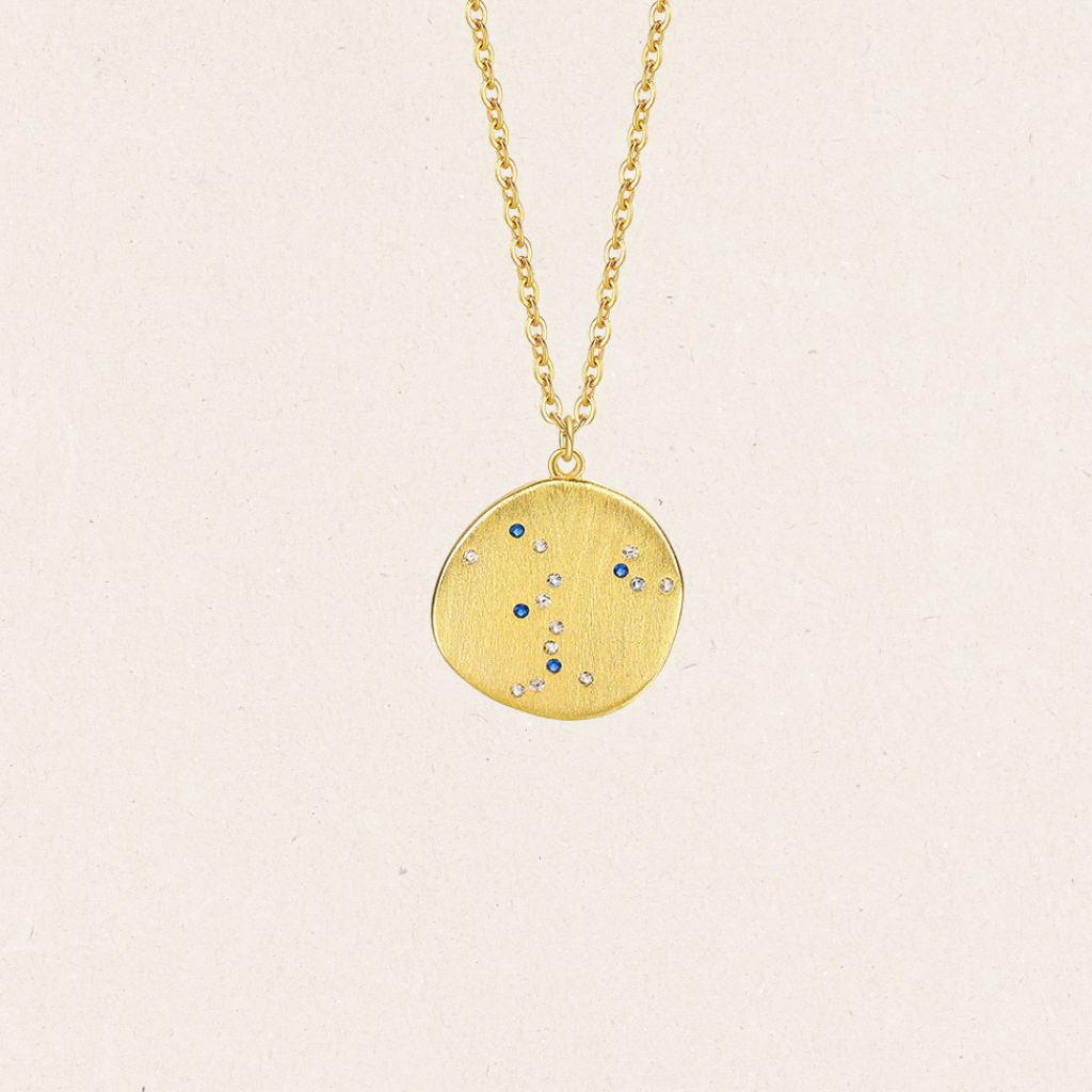 Celestial blue star Gold Coin Necklace