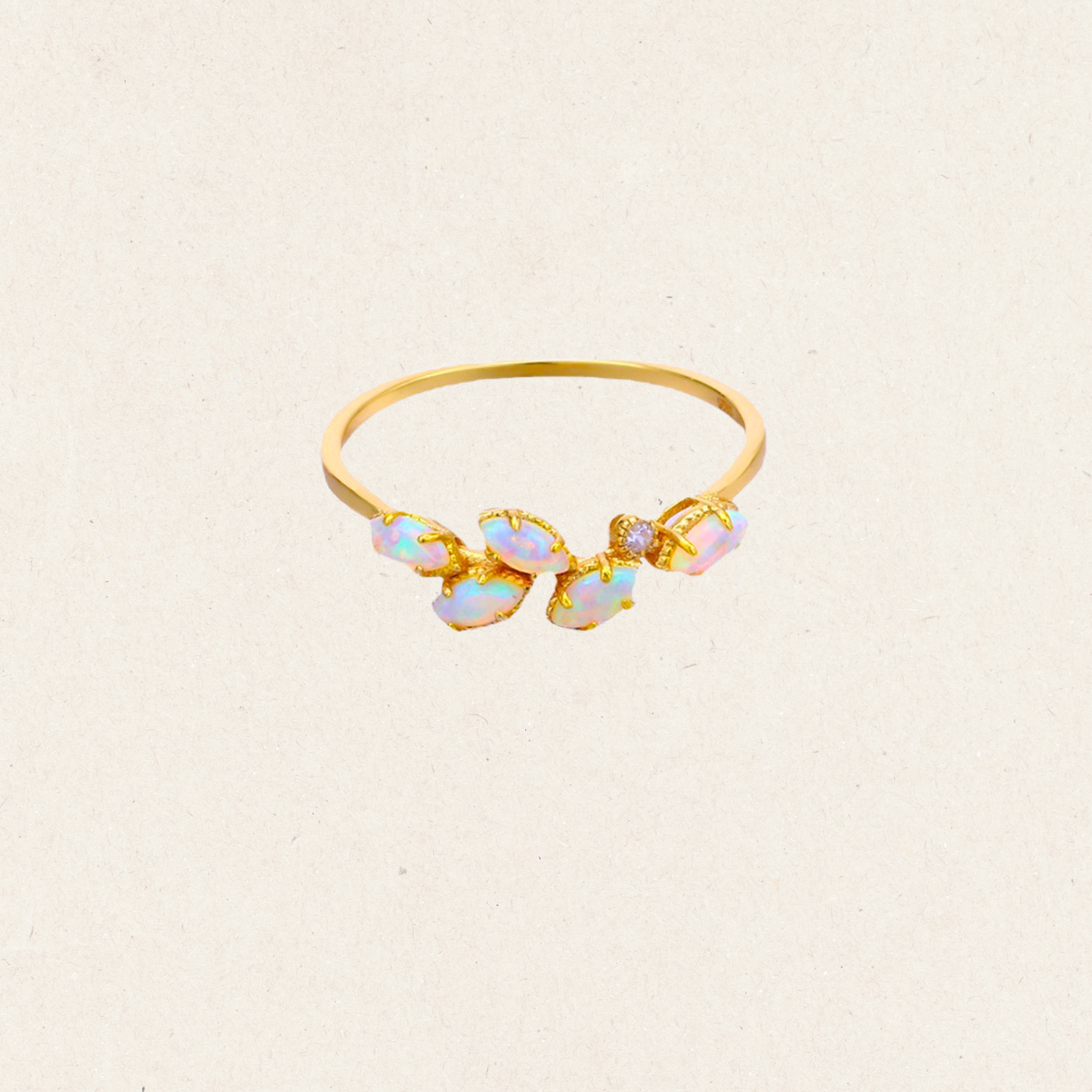 Gold Leaf-Shaped Opal Ring