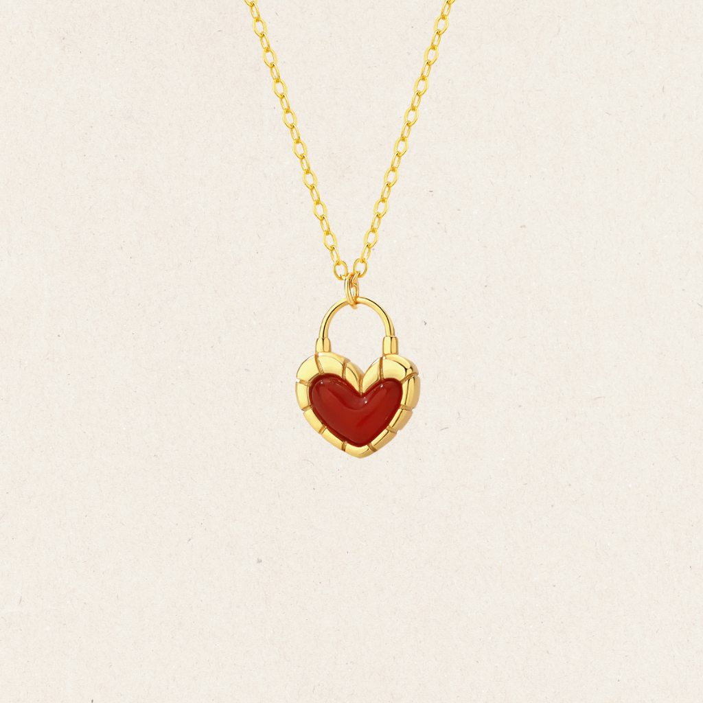 Carnelian Heart Vermeil Charm Necklace