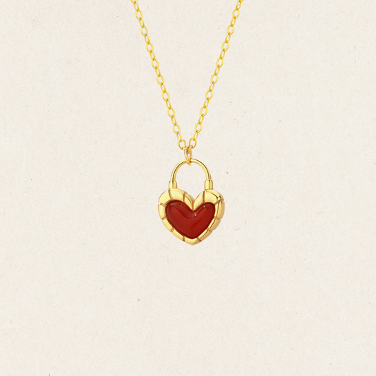 Carnelian Heart Vermeil Charm Necklace
