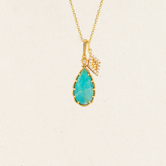 Gold Amazonite Pendant Necklace
