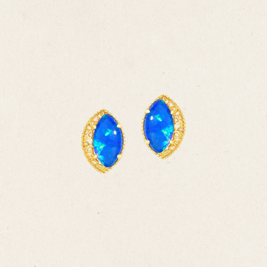 Blue Opal Eye Stud Earring
