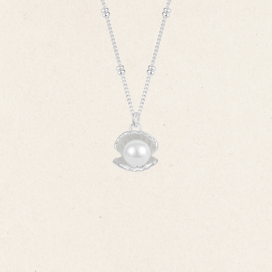 Sterling Silver Shell Pearl Necklace
