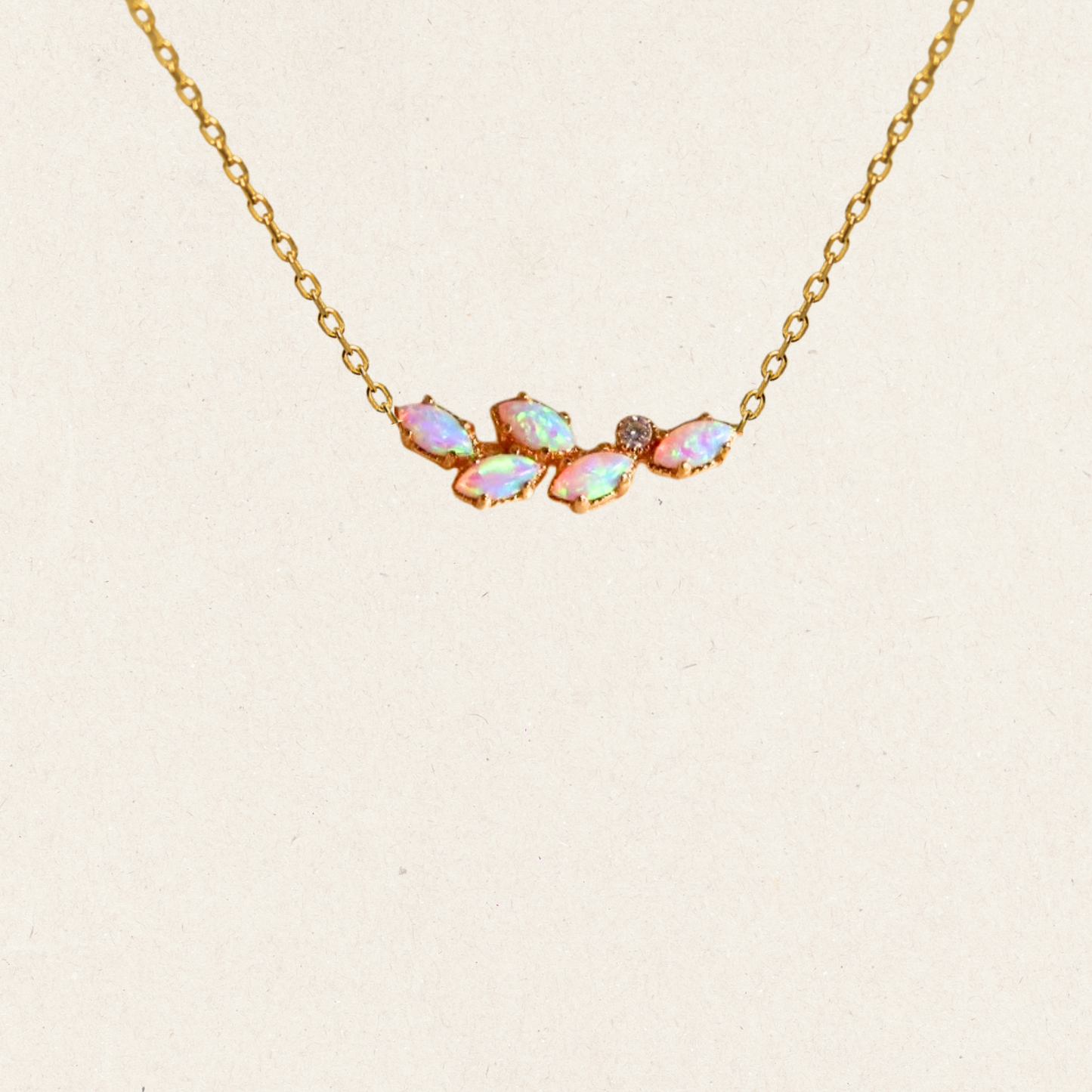 Gold Leaf-Shaped Opal Necklace