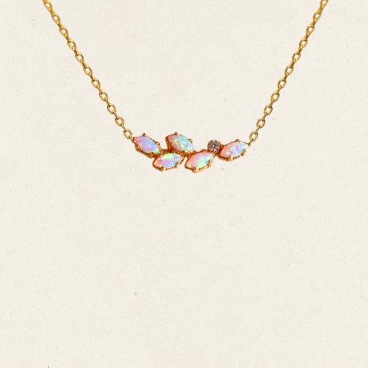 Gold Leaf-Shaped Opal Necklace