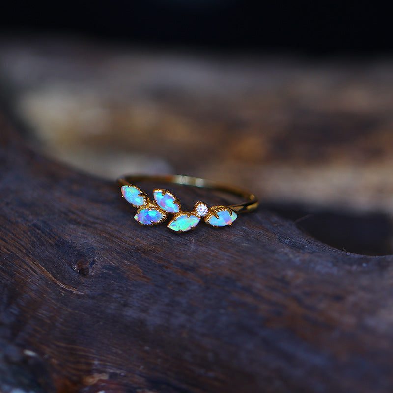 Gold Leaf-Shaped Opal Ring