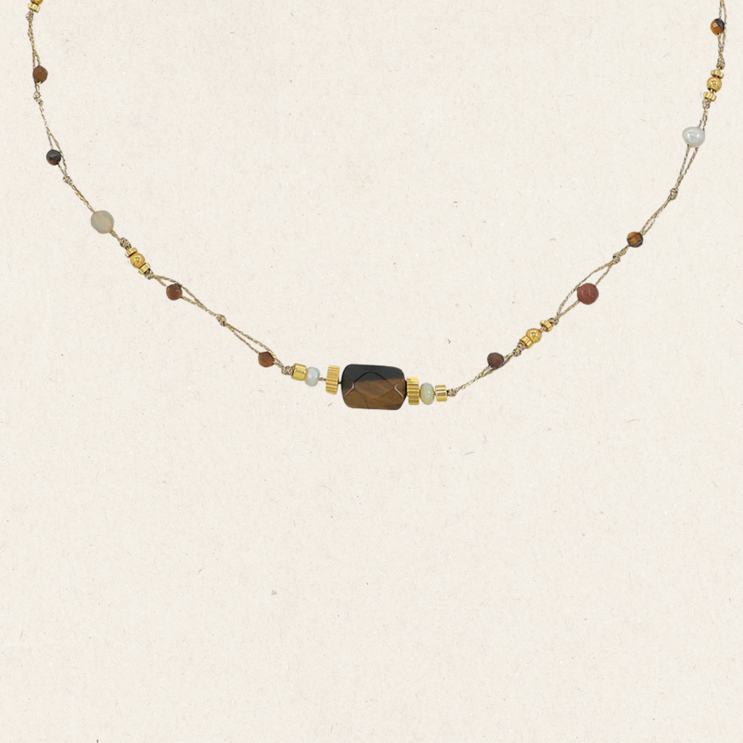 Multi-Colour Nylon Rope Beaded Necklace