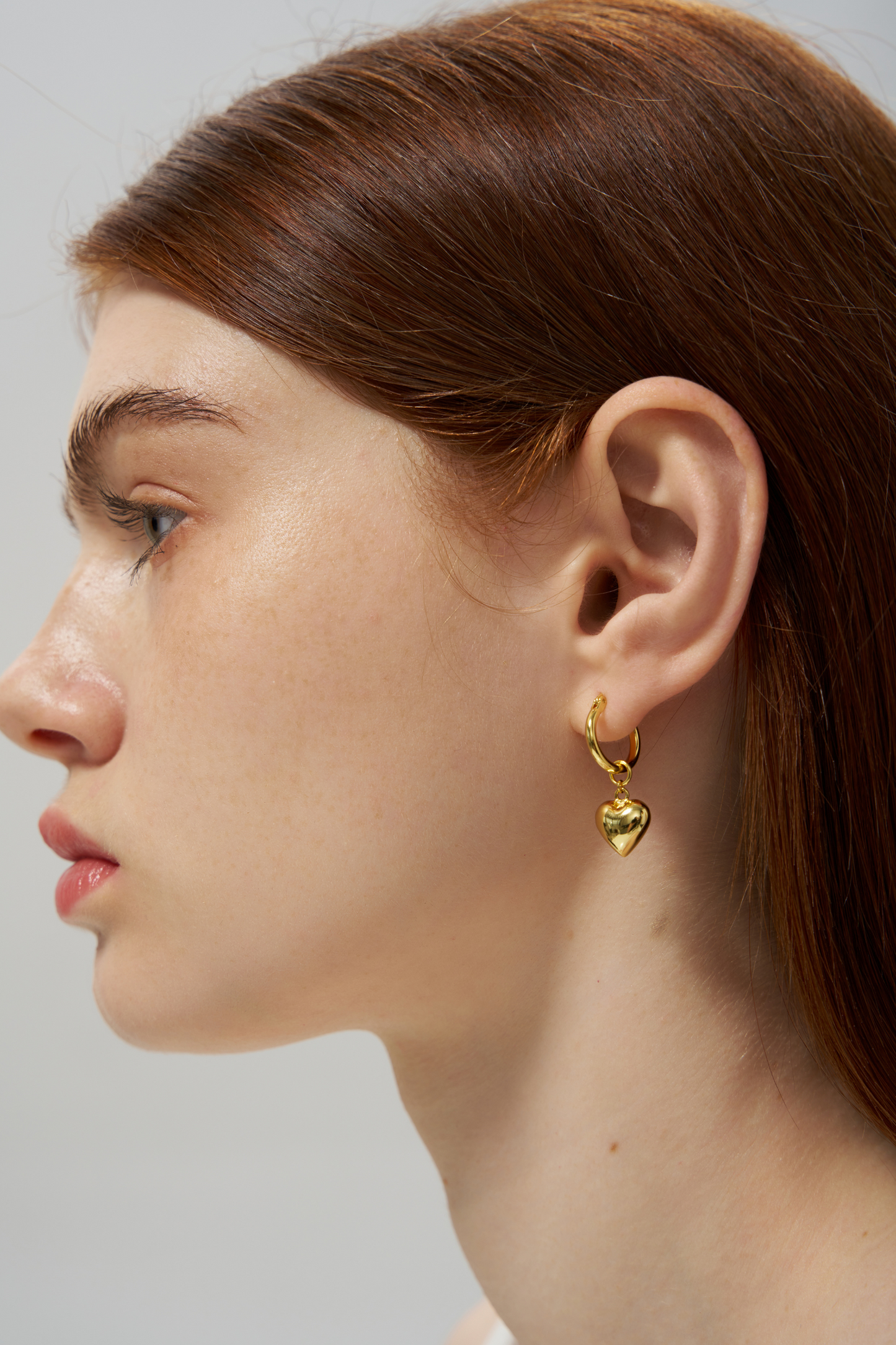 Golden Heart Charm Hoop Earrings