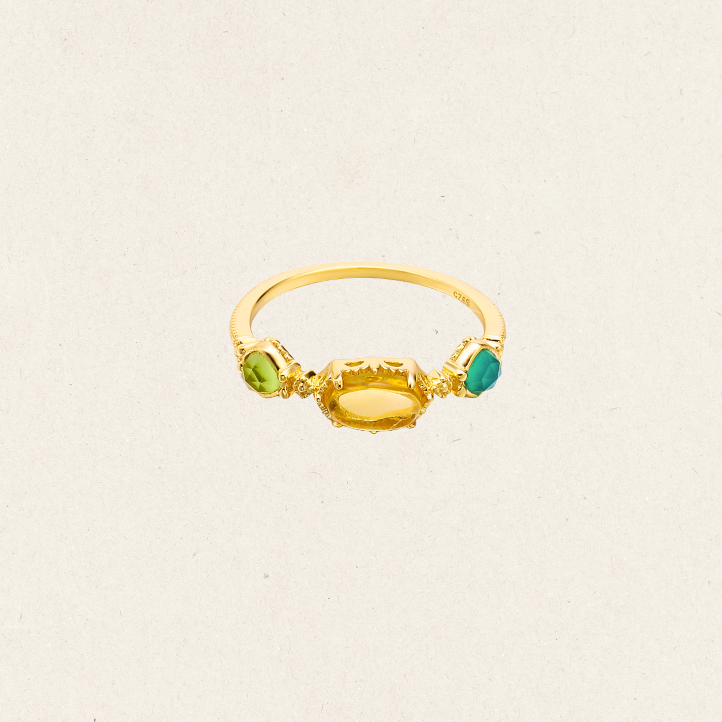 Natural Amber Green Onyx Ring