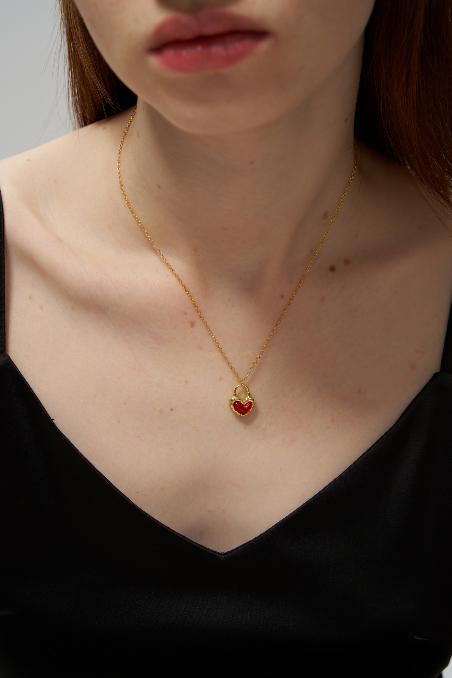 Carnelian Heart Vermeil Charm Necklace