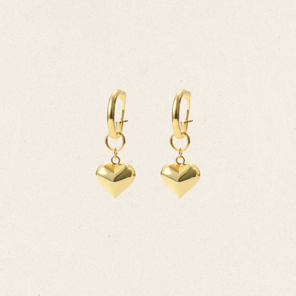 Heart Charm Hoop Earrings