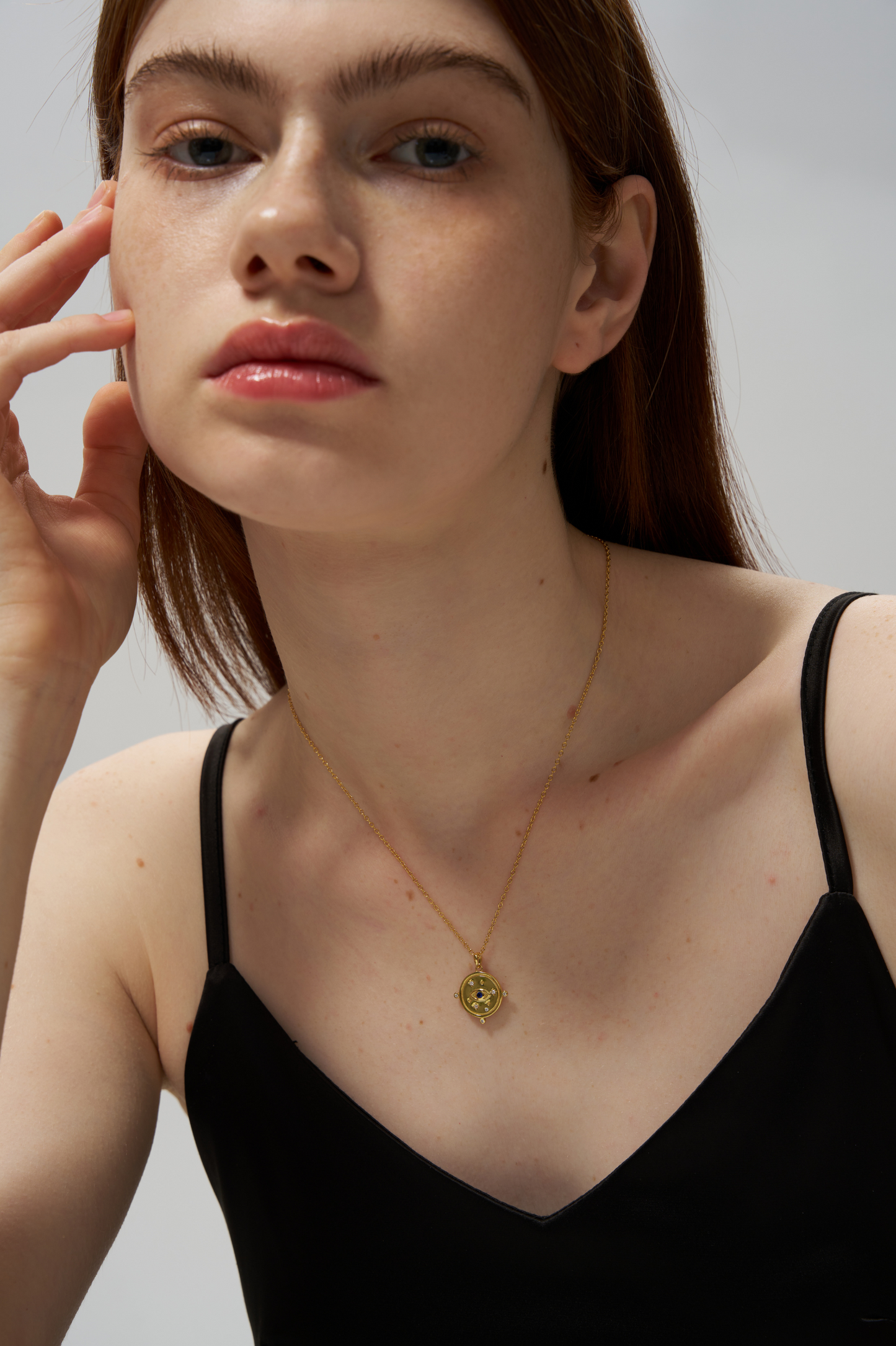 Disc Blue Eye Coin Necklace