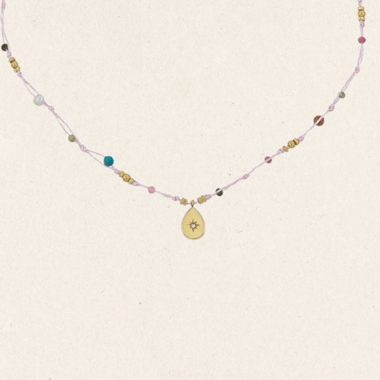 Multi-Colour Nylon Rope Beaded Necklace