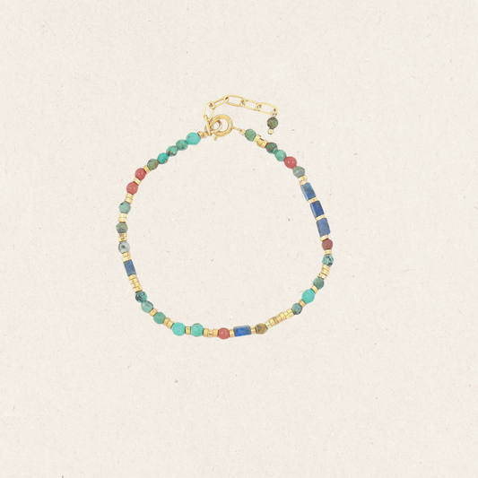 Natural Turquoise & Carnelian Beaded Bracelet