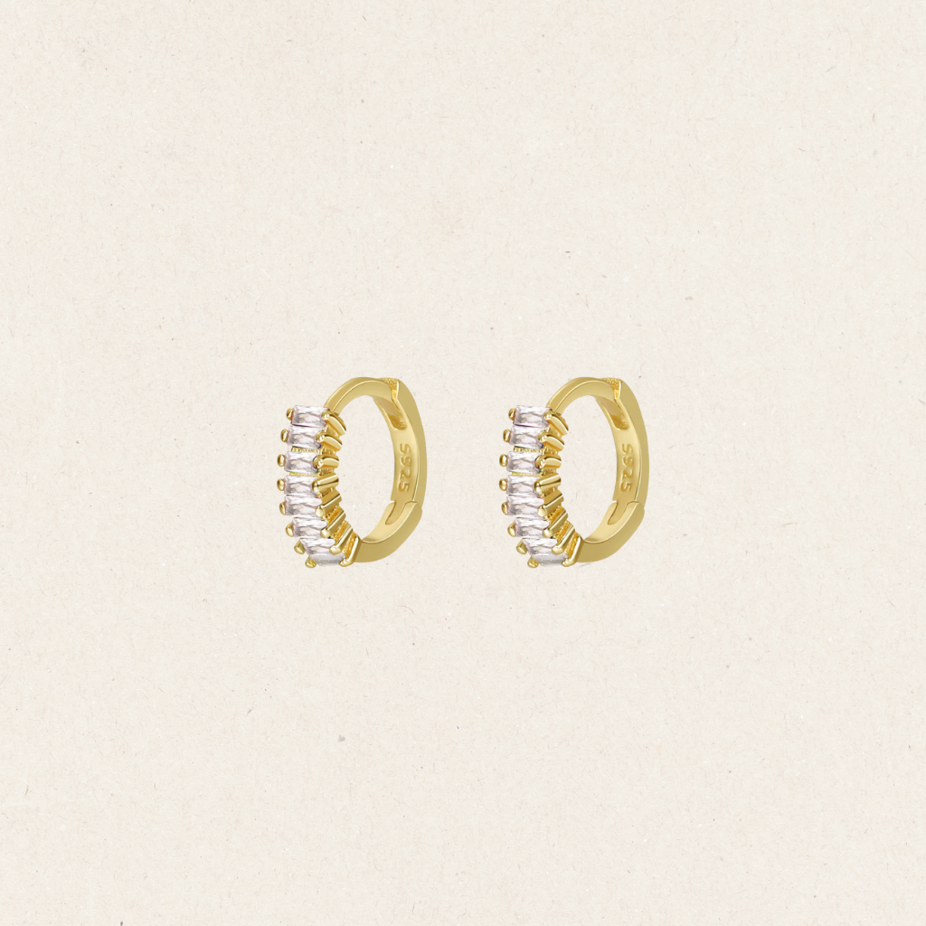 Rectangular Zircon Huggie Earrings