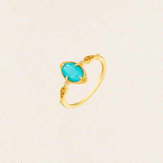 Natural Turquoise Leaf Ring