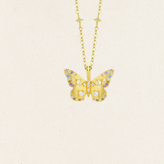 Colorful Gemstone Butterfly Necklace
