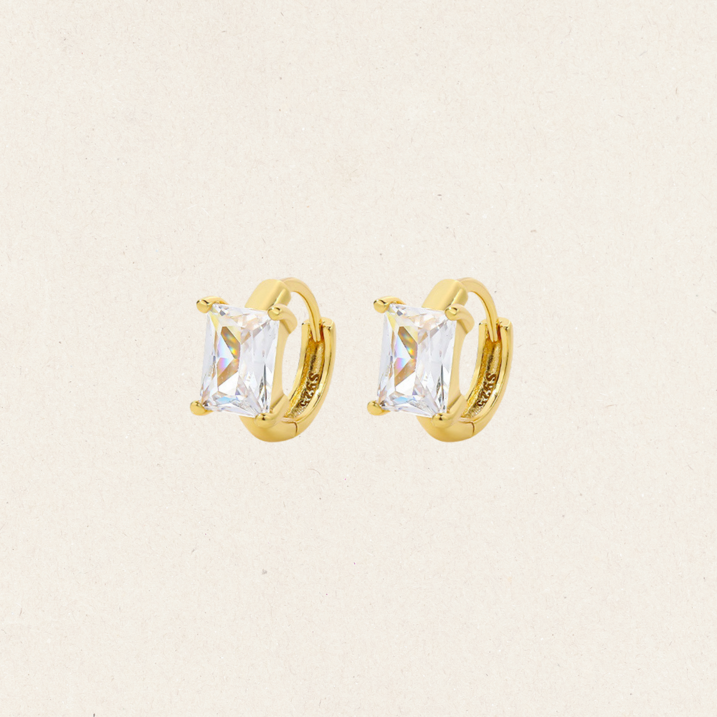 Cubic Zirconia Square Huggie Hoops
