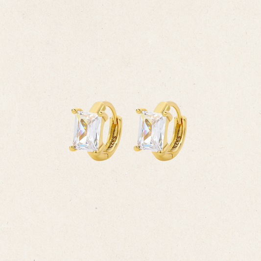 Cubic Zirconia Square Huggie Hoops