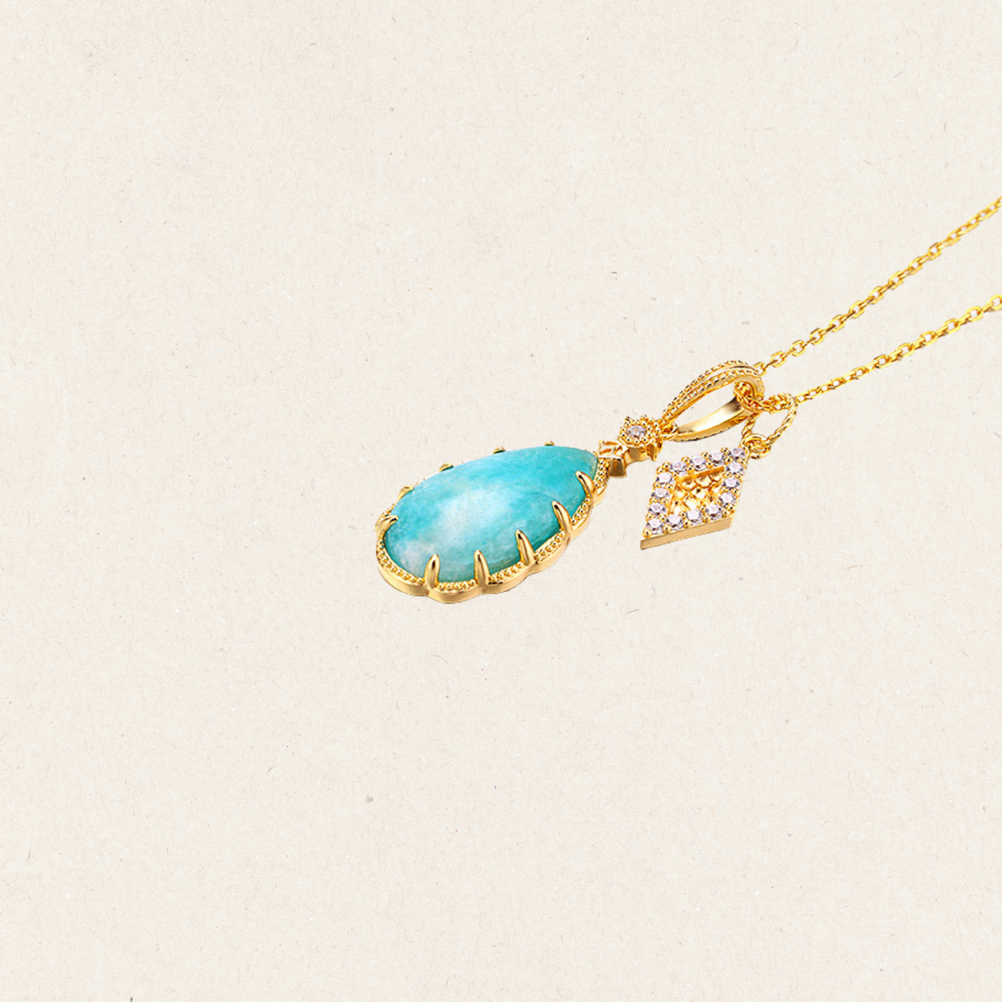 Gold Amazonite Pendant Necklace