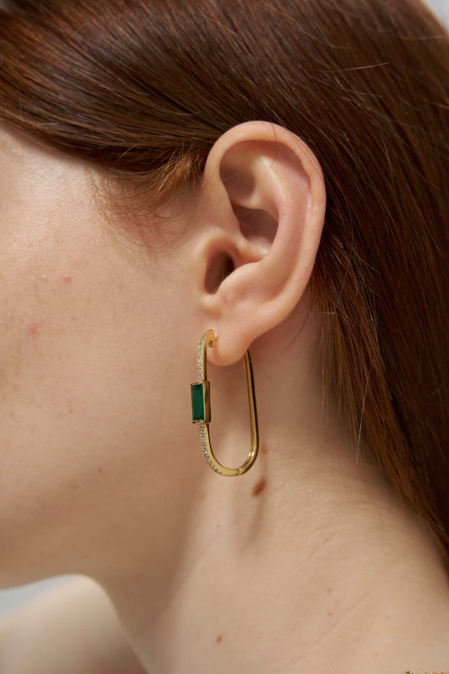 Green Topaz Asymmetrical Hoop Earrings