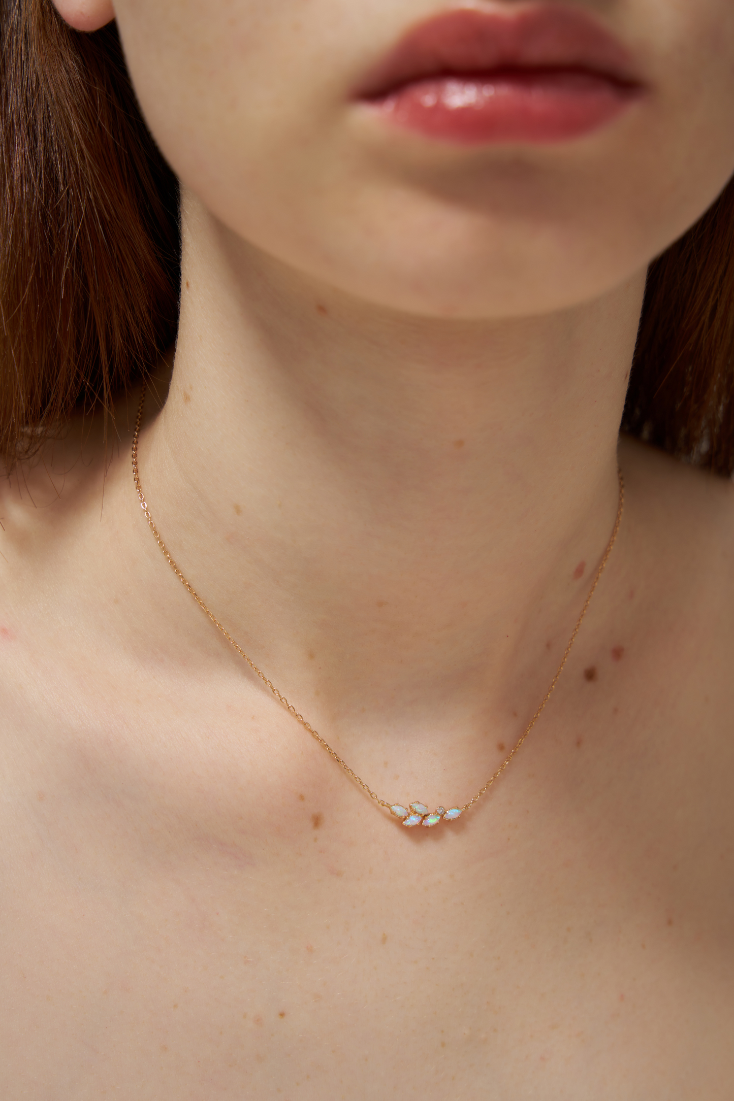 Gold Leaf-Shaped Opal Necklace