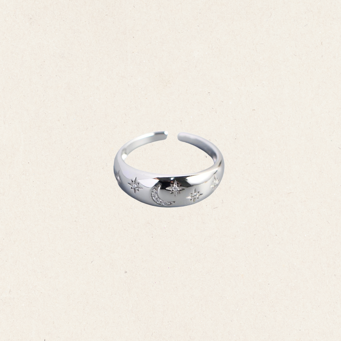 Moon Star Engraved Gold Ring