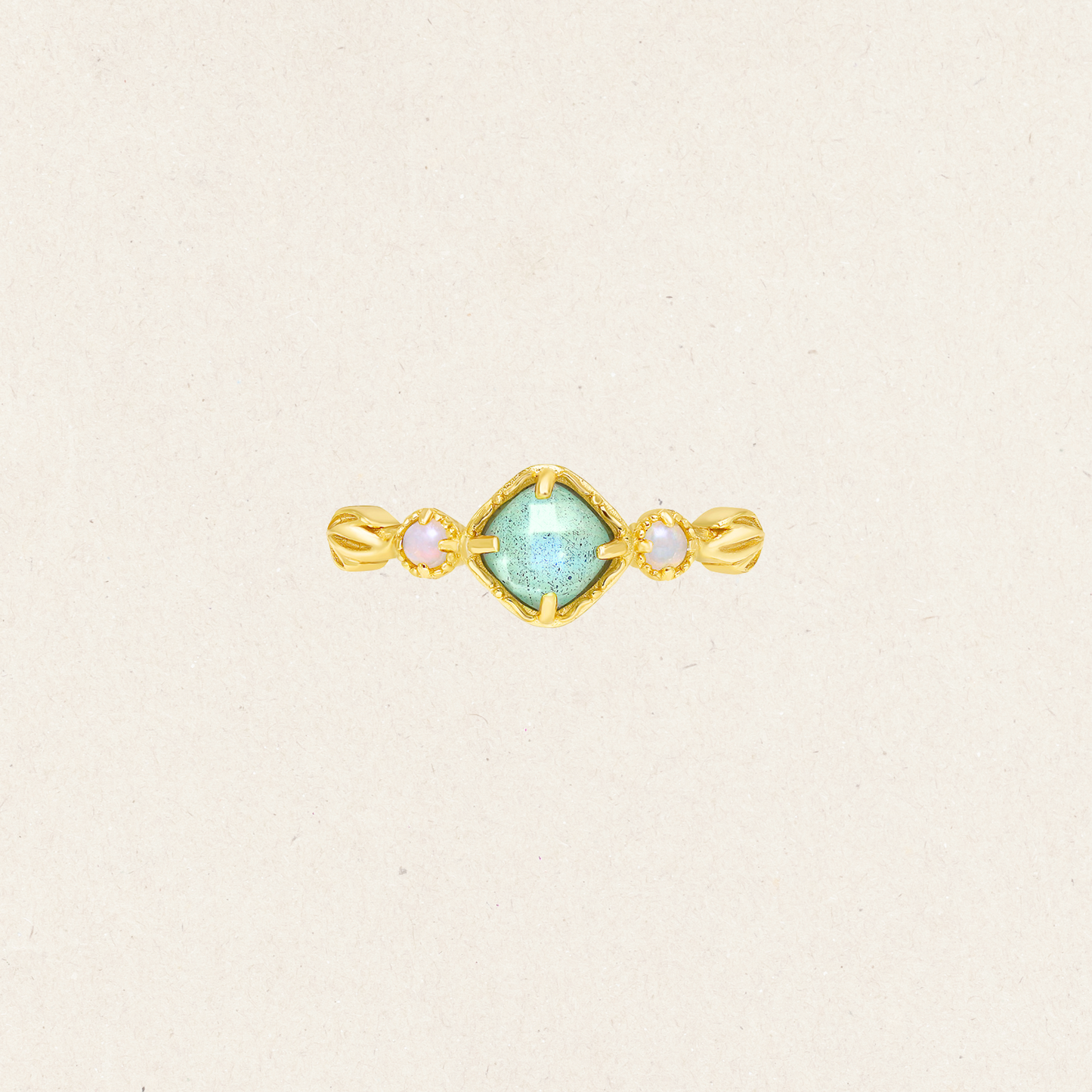 Amazonite & Opal Leaf Accent Ring