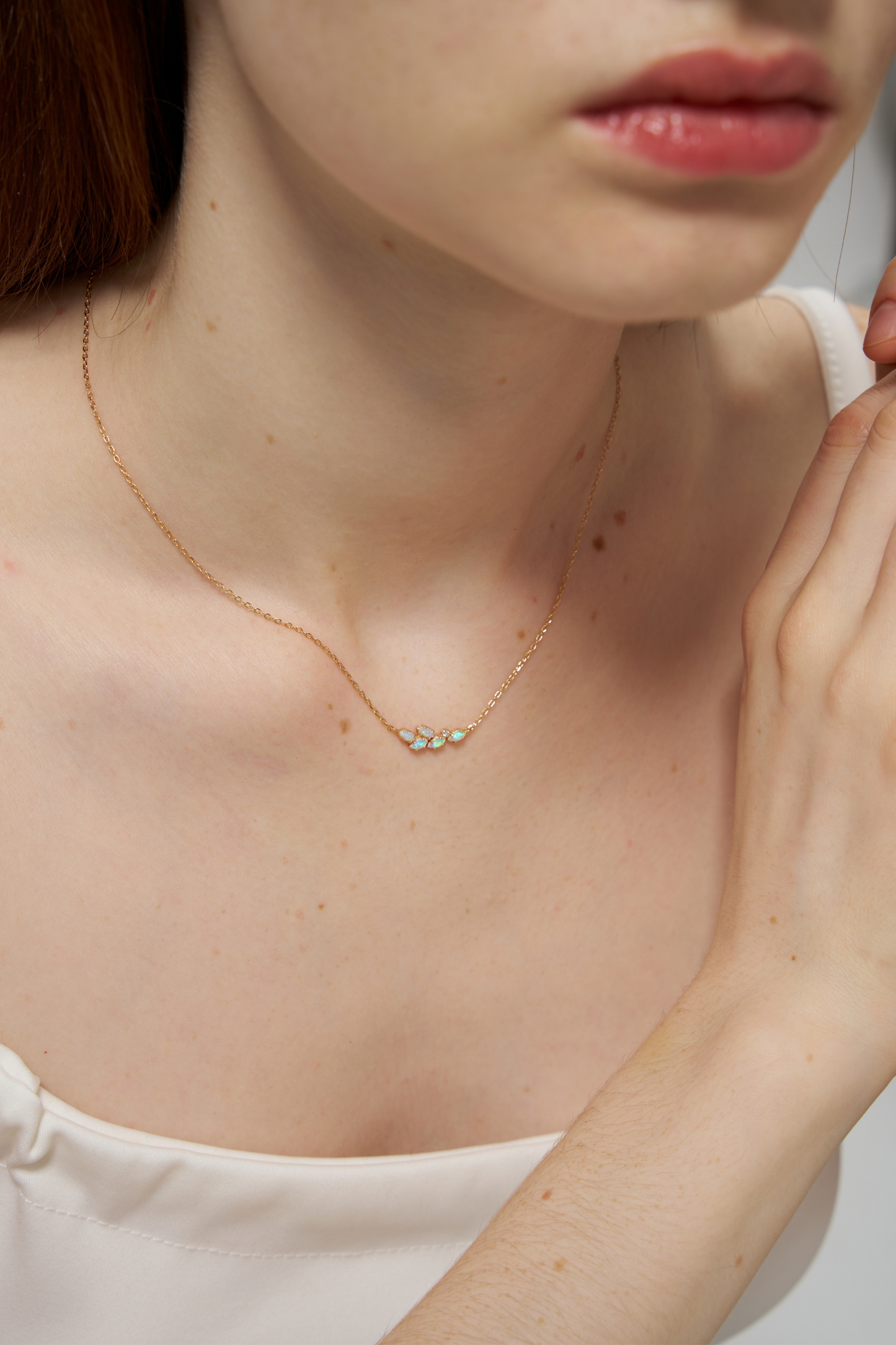 Gold Leaf-Shaped Opal Necklace
