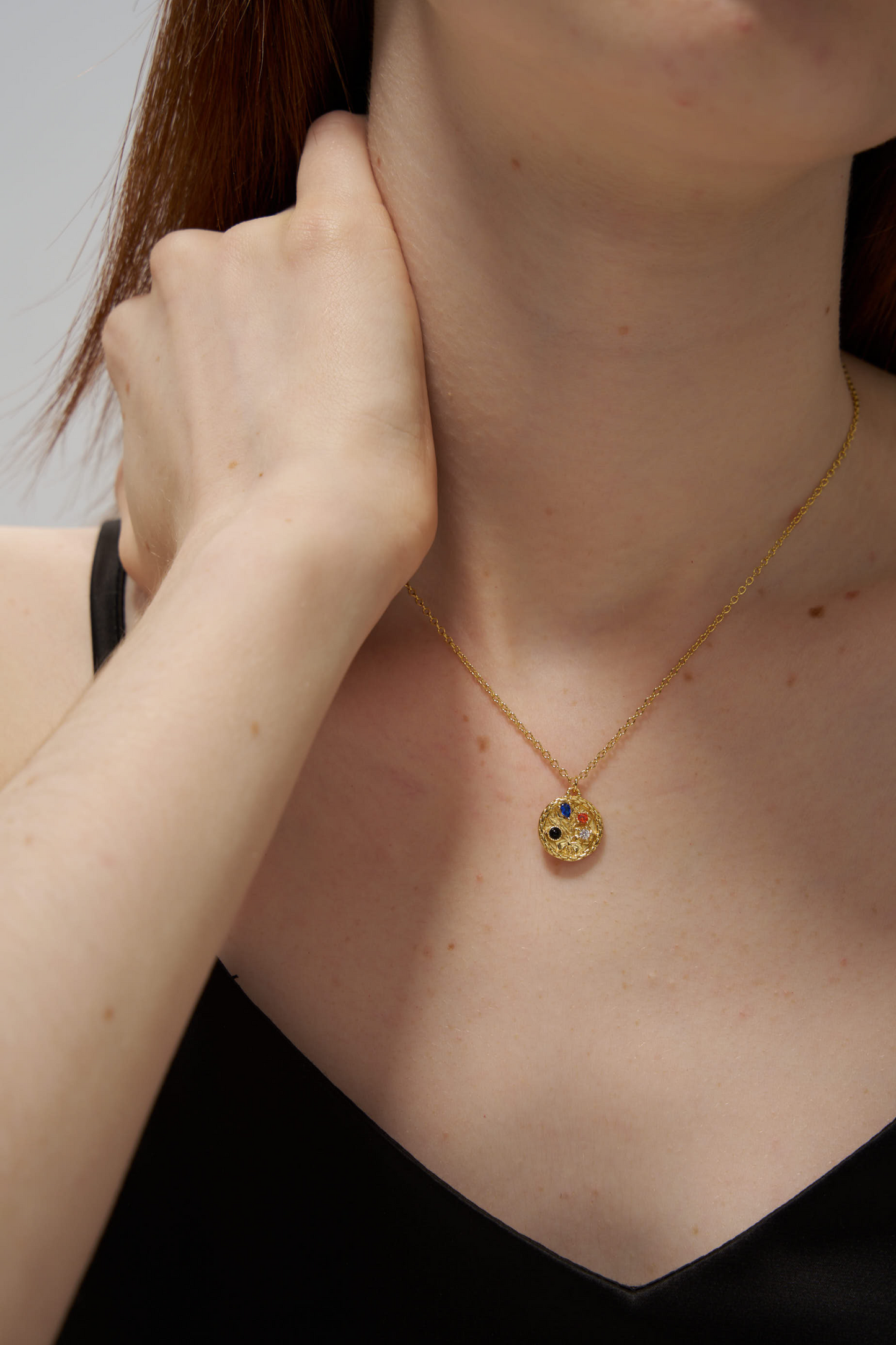 Colorful Gemstone Coin Color Palette Necklace