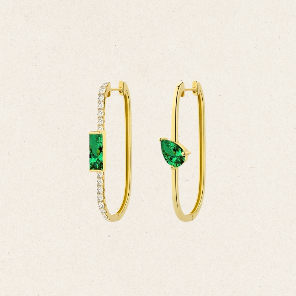 Long Square Huggie Hoop Earrings