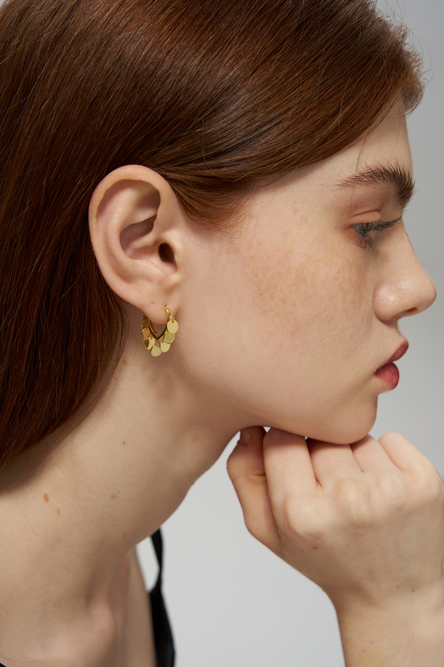 Sunlit Disc Hoop Earrings