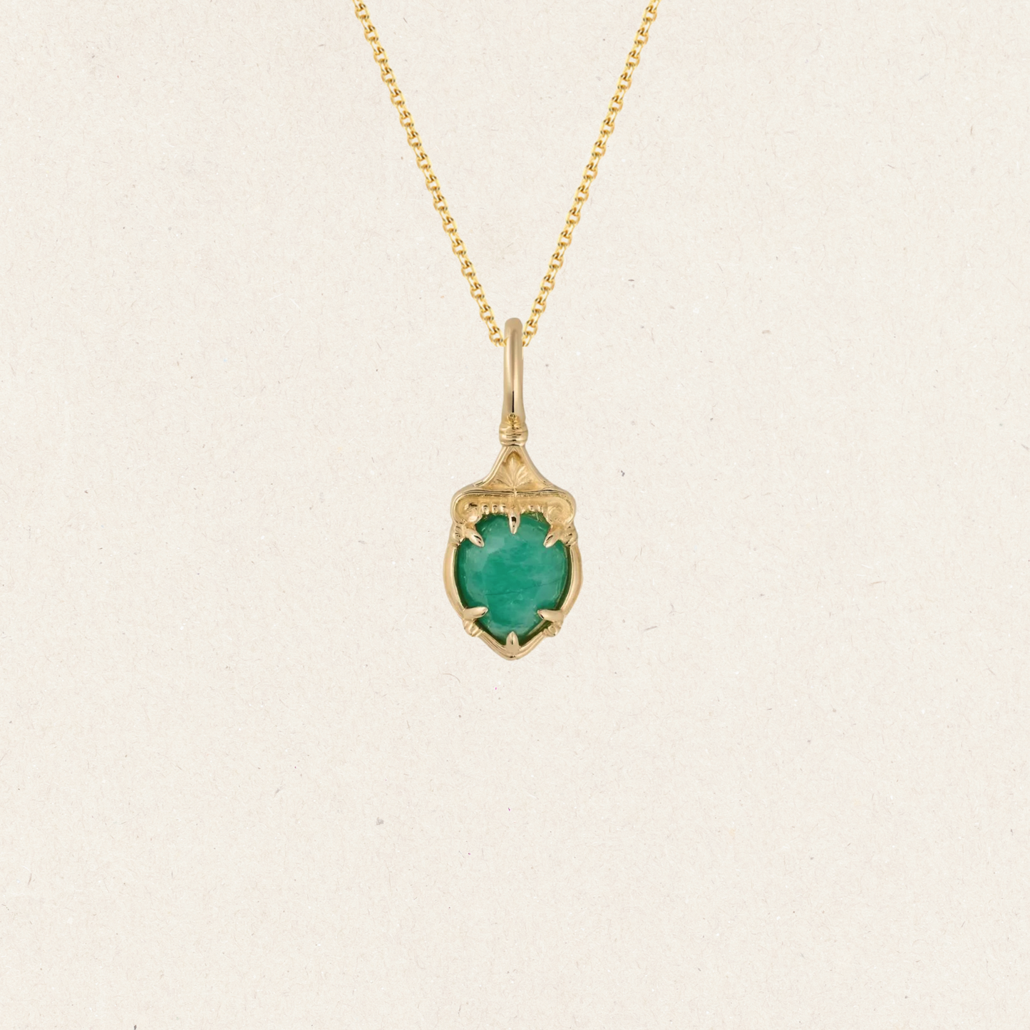 Emerald Shield Talisman Pendant