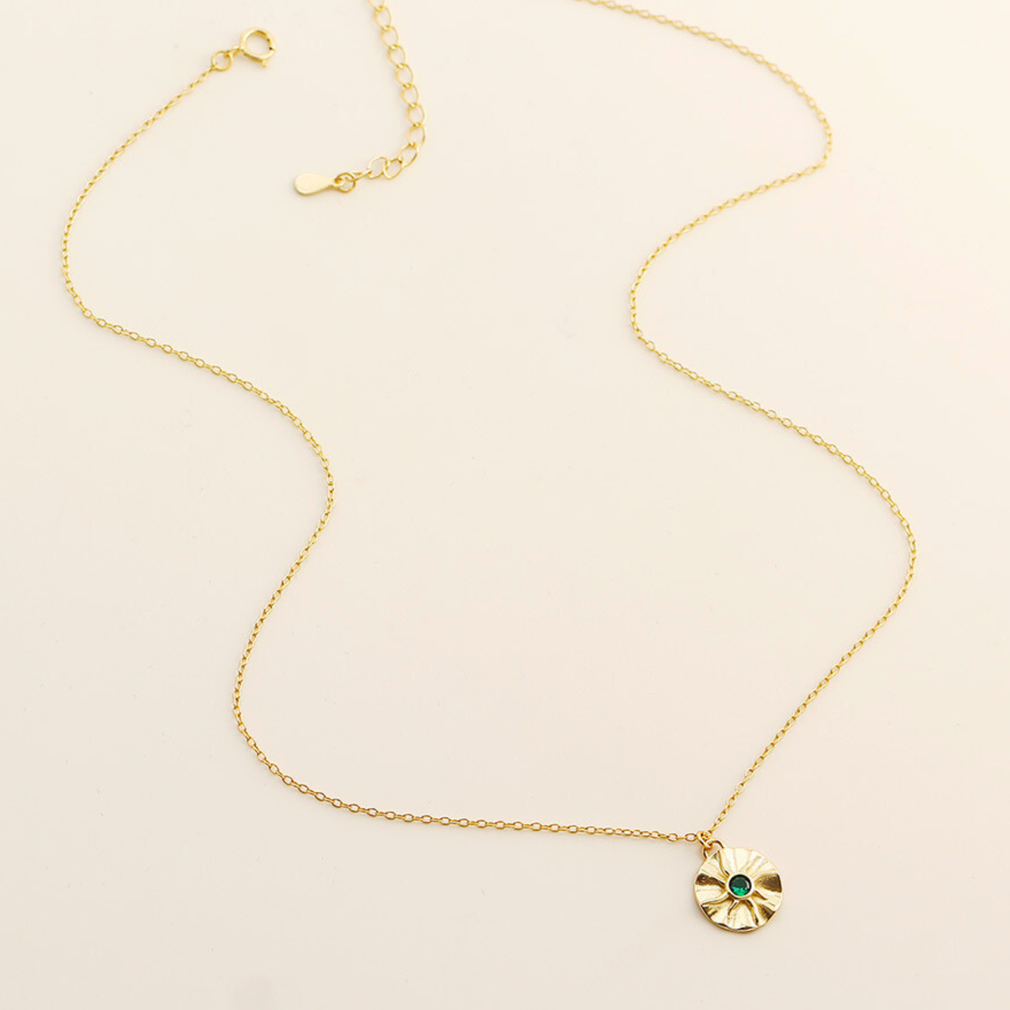 Emerald Sun Coin Necklace