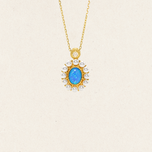 Opaline Crown Blue Opal  Necklace