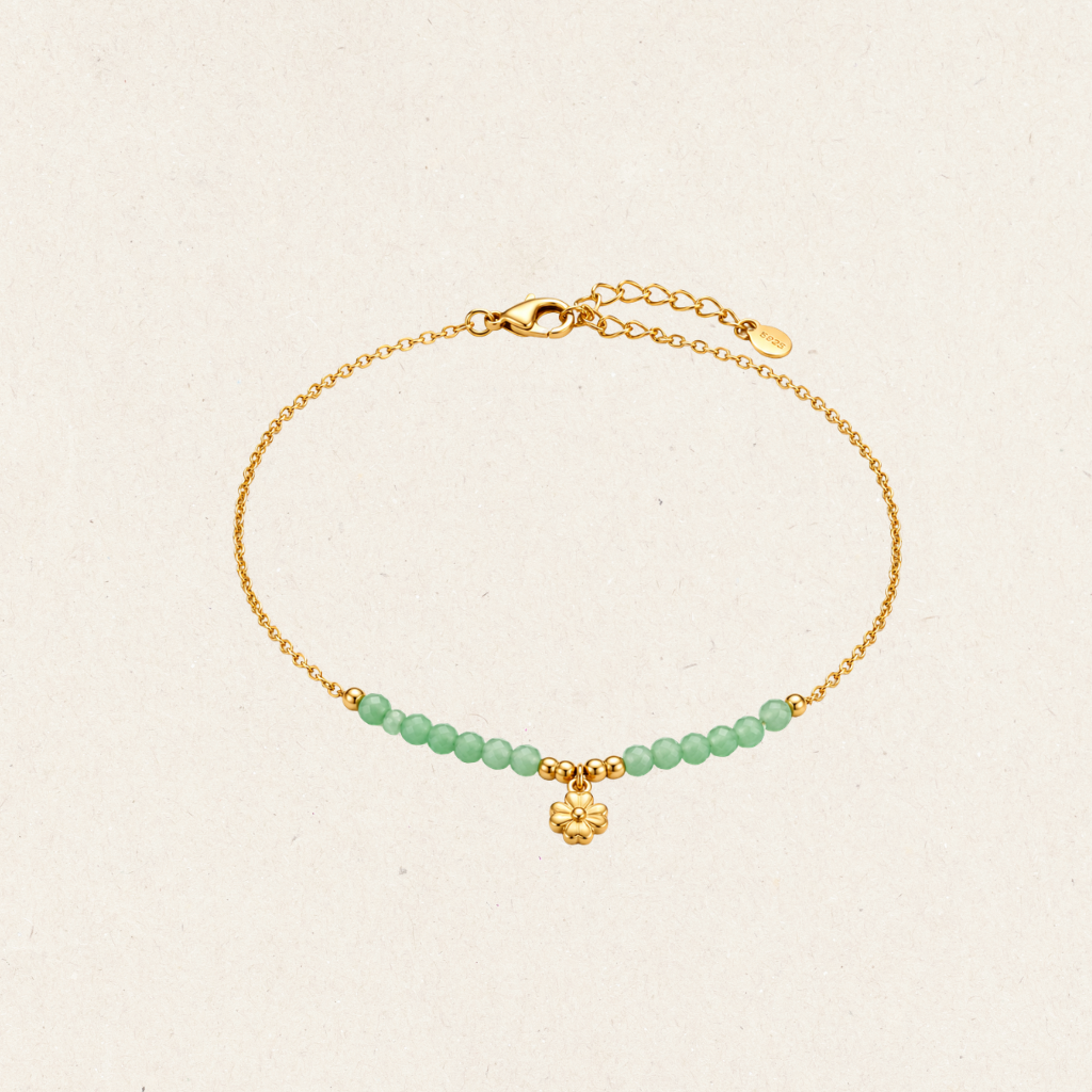 Green Aventurine Bracelet With Flower Charm